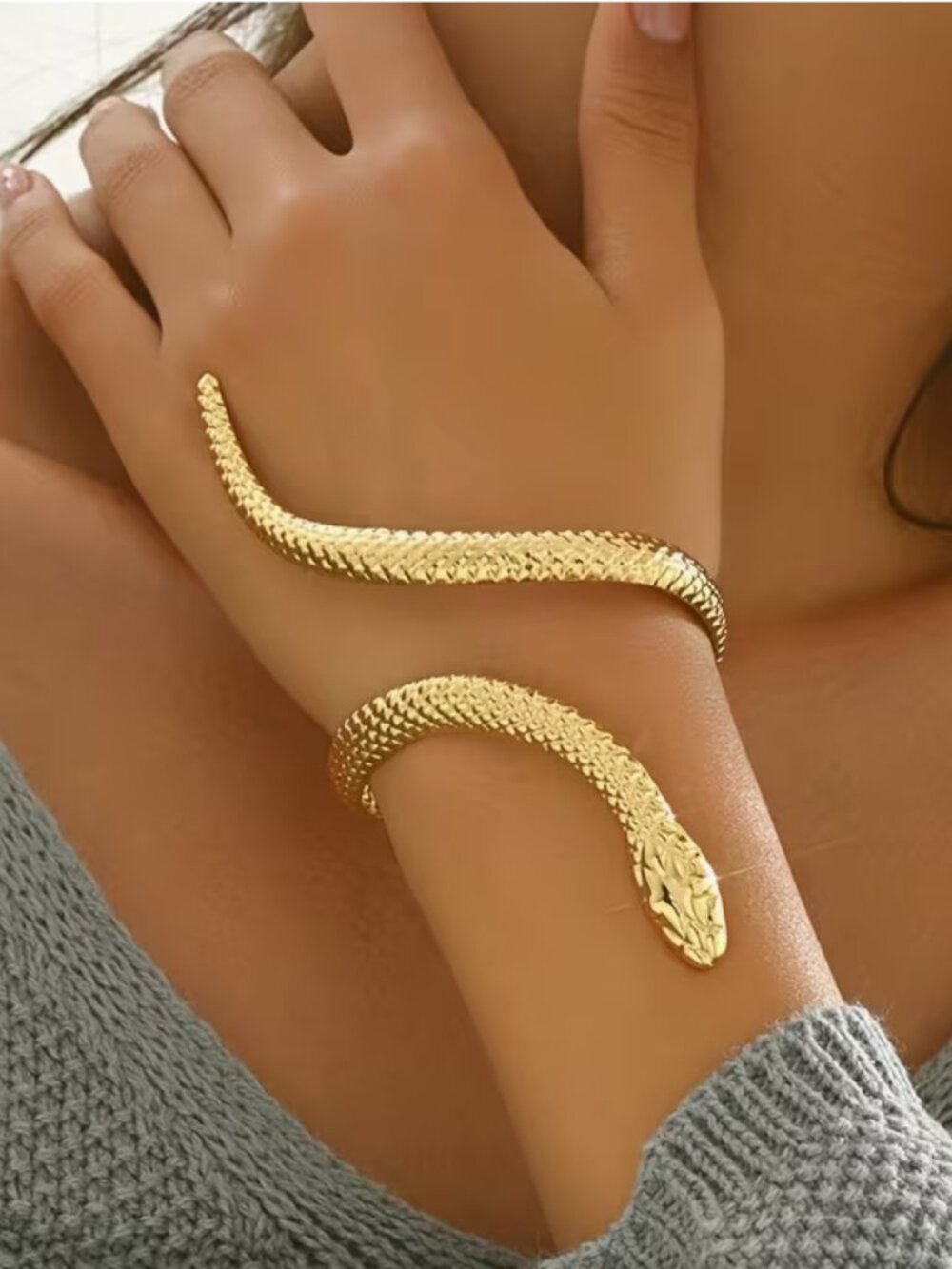 NEW Charmer Textured Gold Snake Wrap Bracelet Cuff